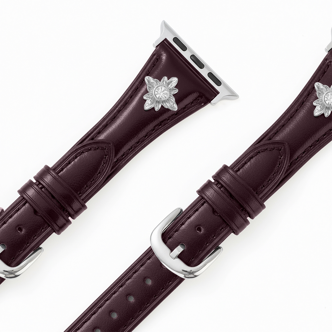Elegant Leather Floral Apple Watch Bands for Women