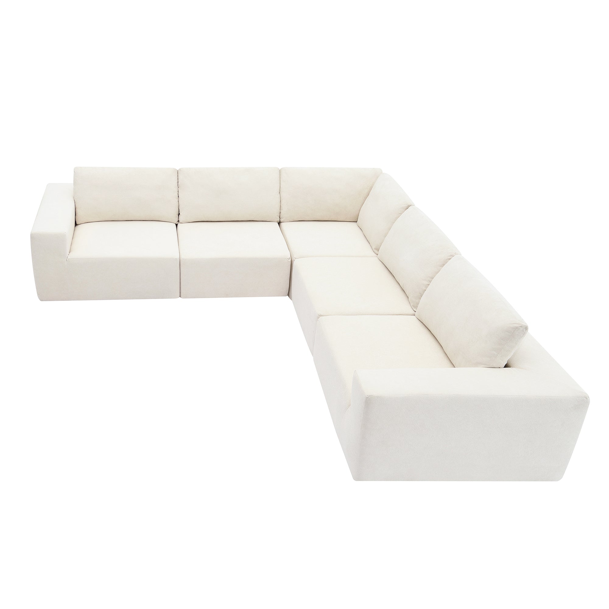 Kyoto Modular Sectional Sofa with Terrycloth Fabric in Beige