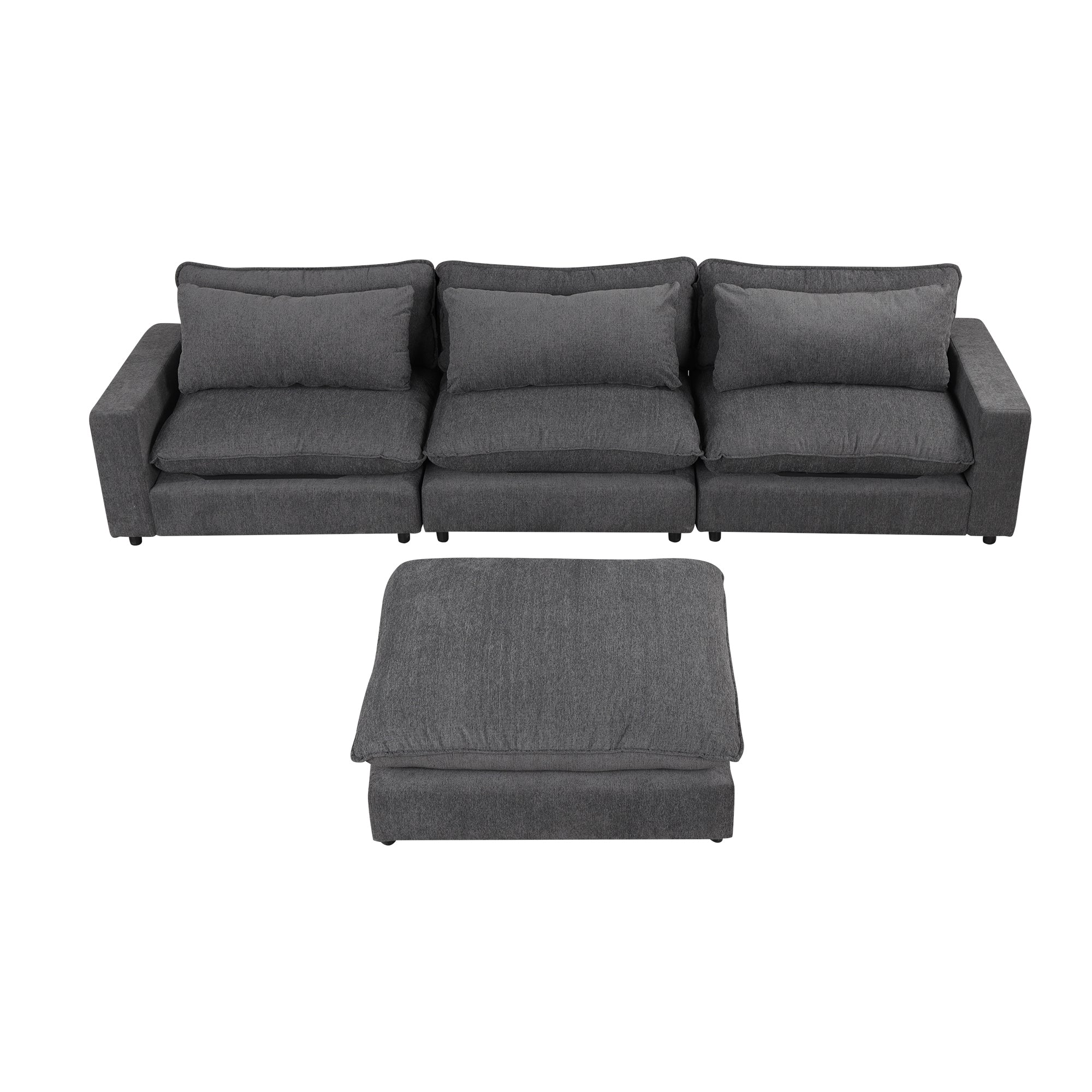 Lisbon Sectional Sofa with Movable Ottoman in Grey