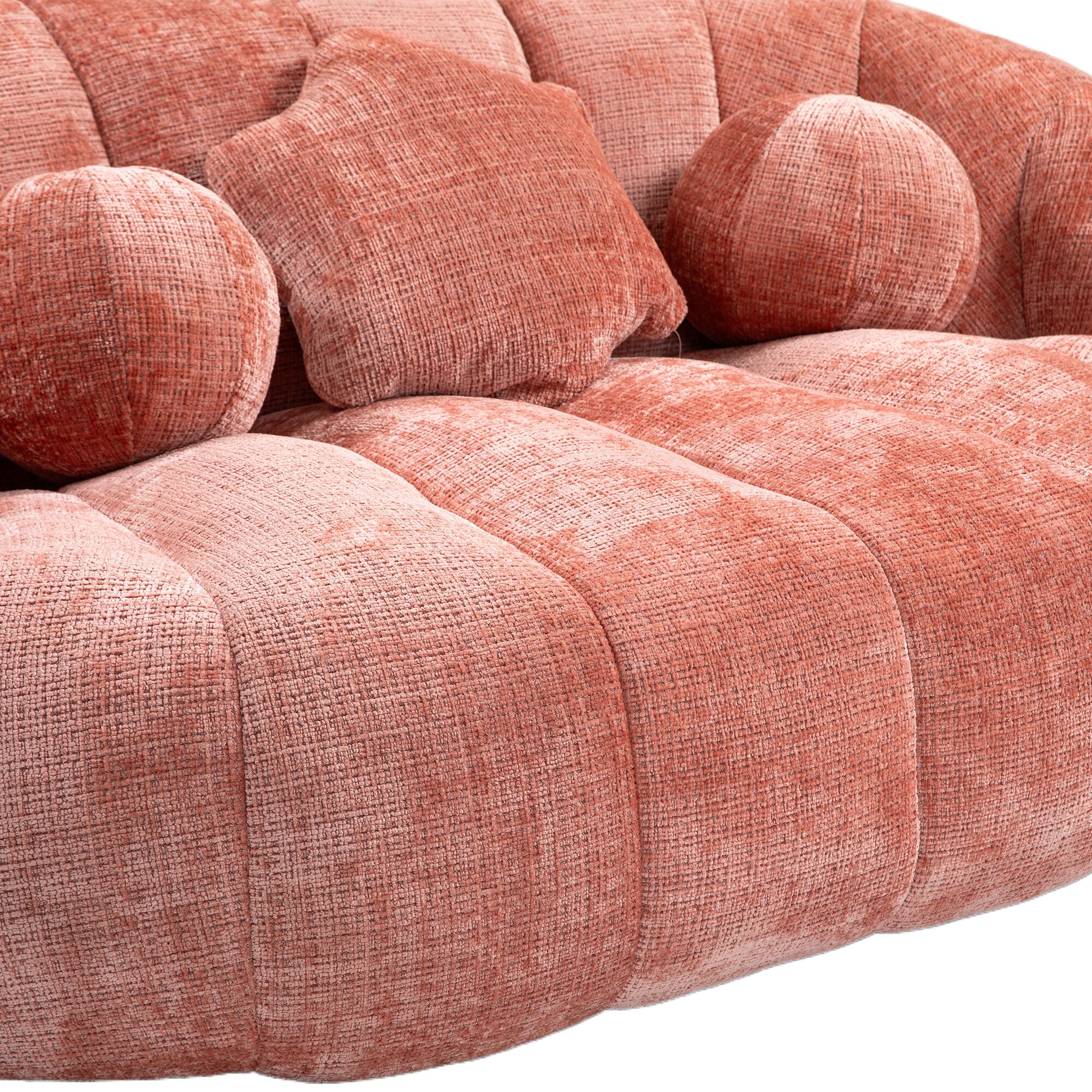 Pink Chenille Bean Shape 2-Seater Lazy Sofa