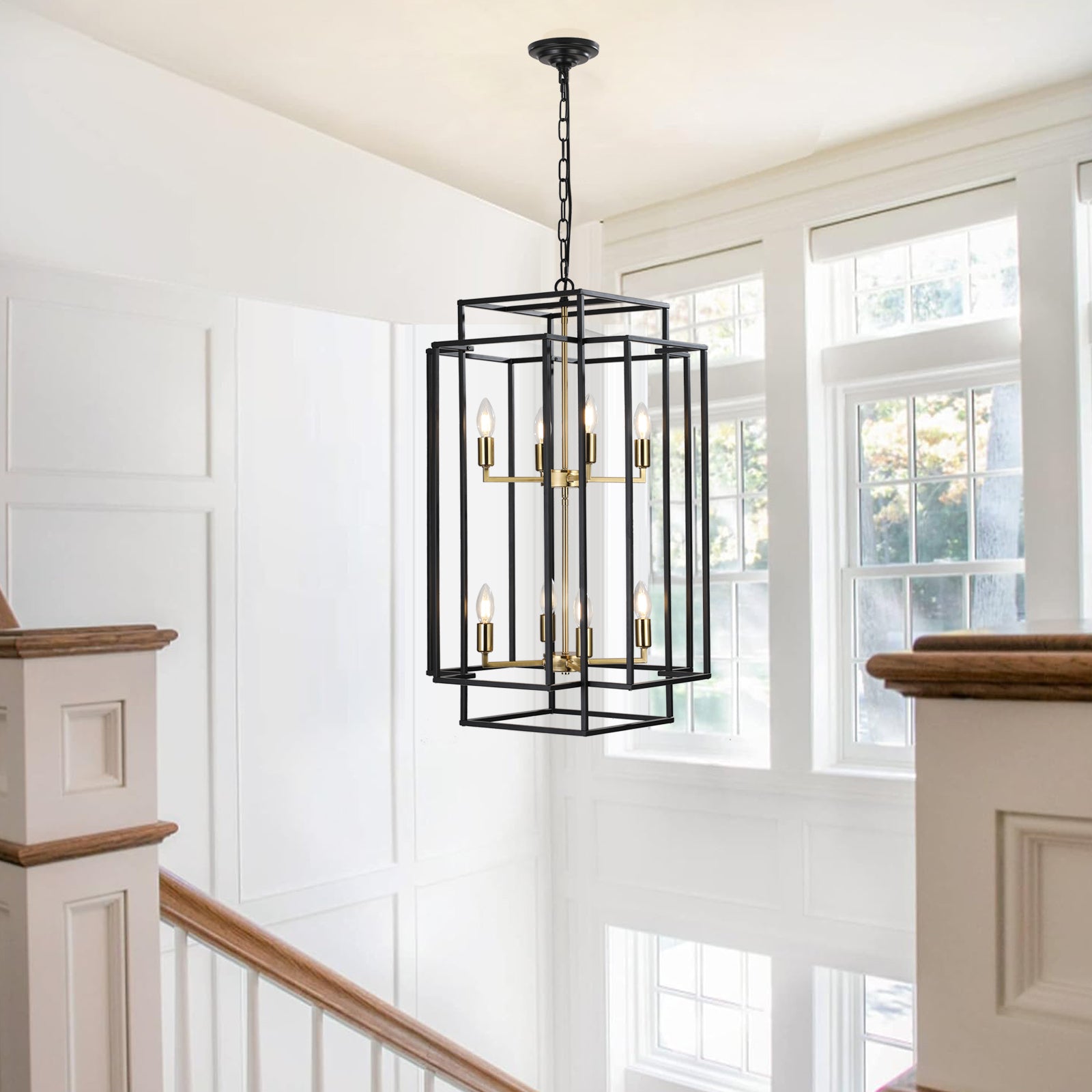 8-Lights Lantern Tiered Pendant Light Fixture