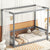 Gray Twin Size Canopy Frame Floor Bed with Fence and Guardrails