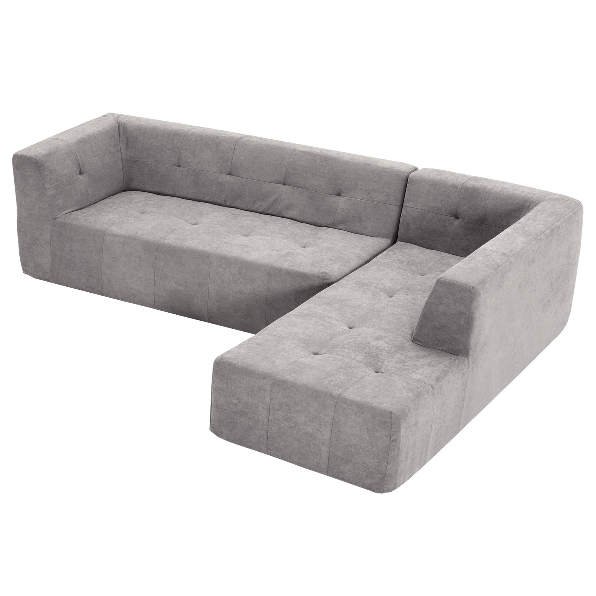 Mombasa 3-Seat Modern Compressed Sofa in Light Gray