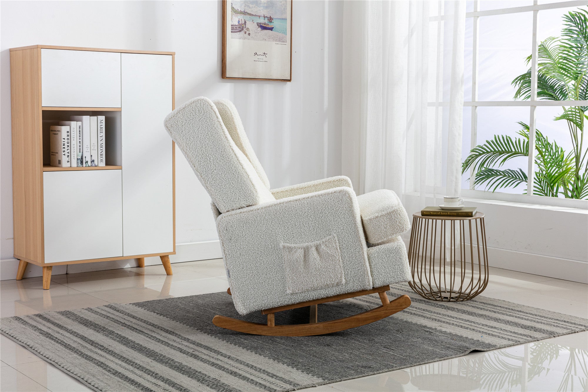 Mid-Century Modern White Teddy Rocking Chair