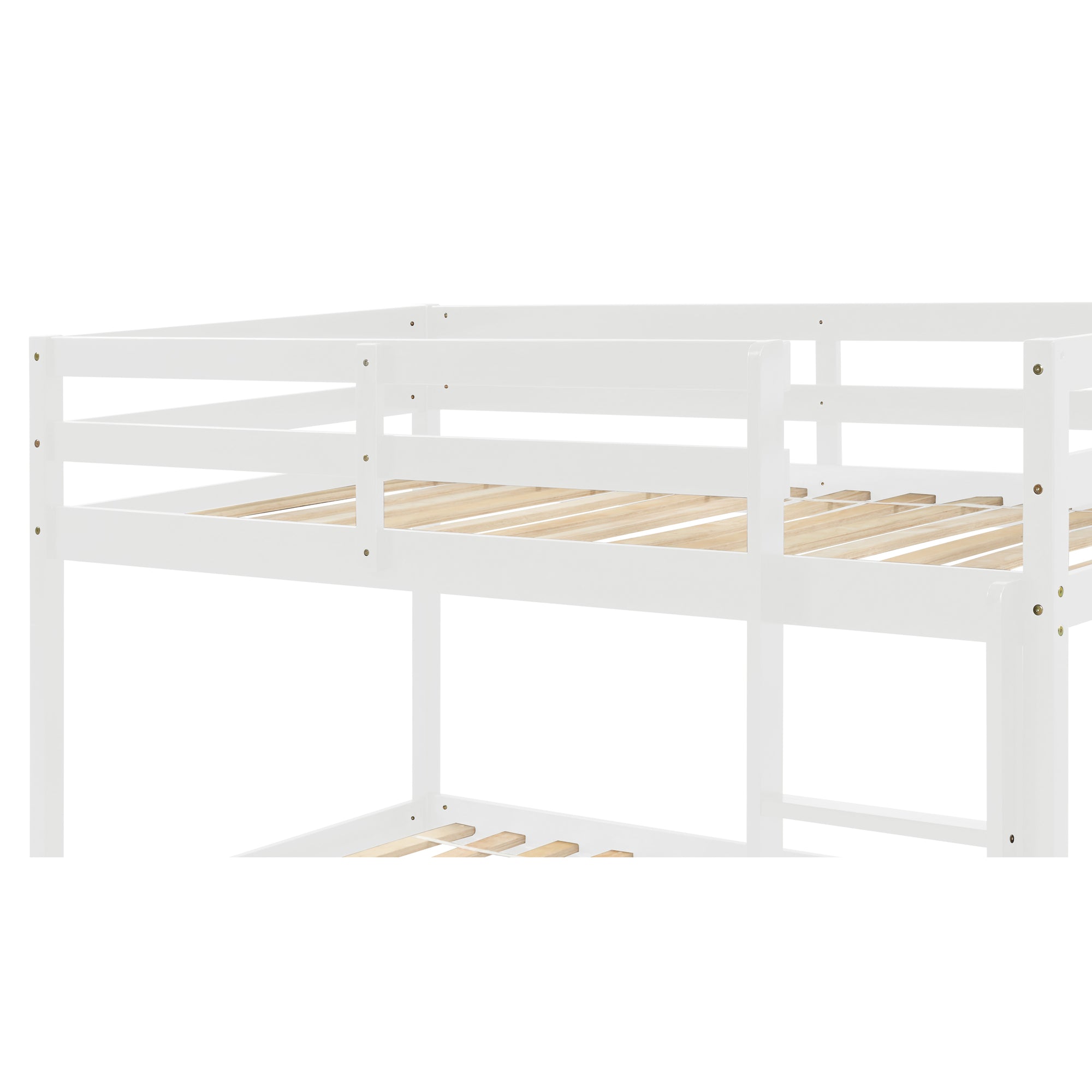 White Twin Over Twin Floor Bunk Bed