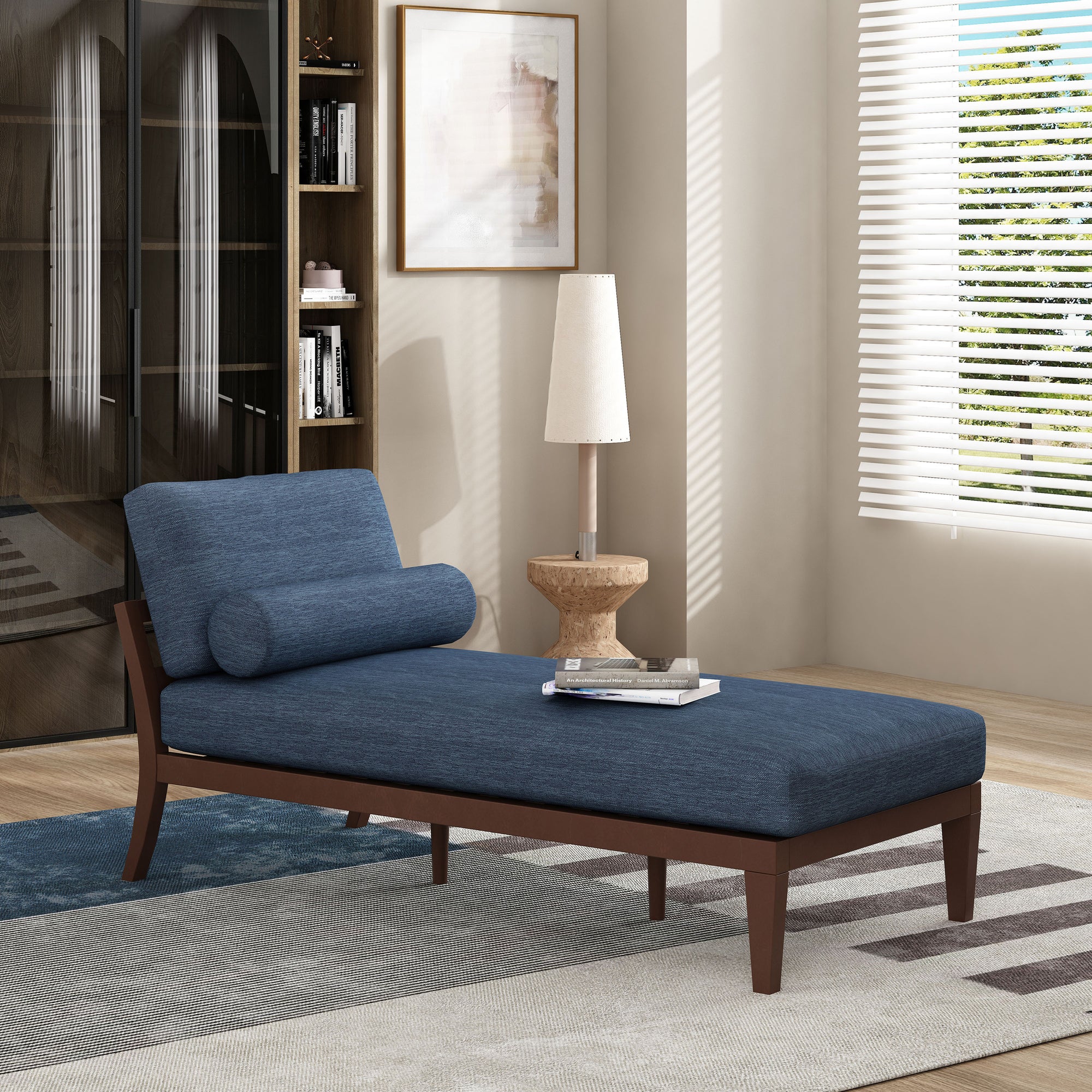 Minimal Navy Blue Chaise Lounge