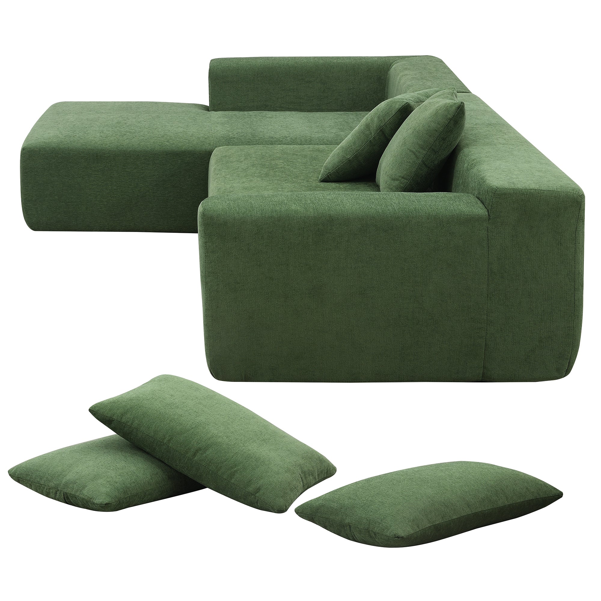 Addis 4-Seat Modular Convertible Sofa in Green