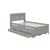 Twin Bed with Bookcase, Trundle, and Storage Drawers in Grey