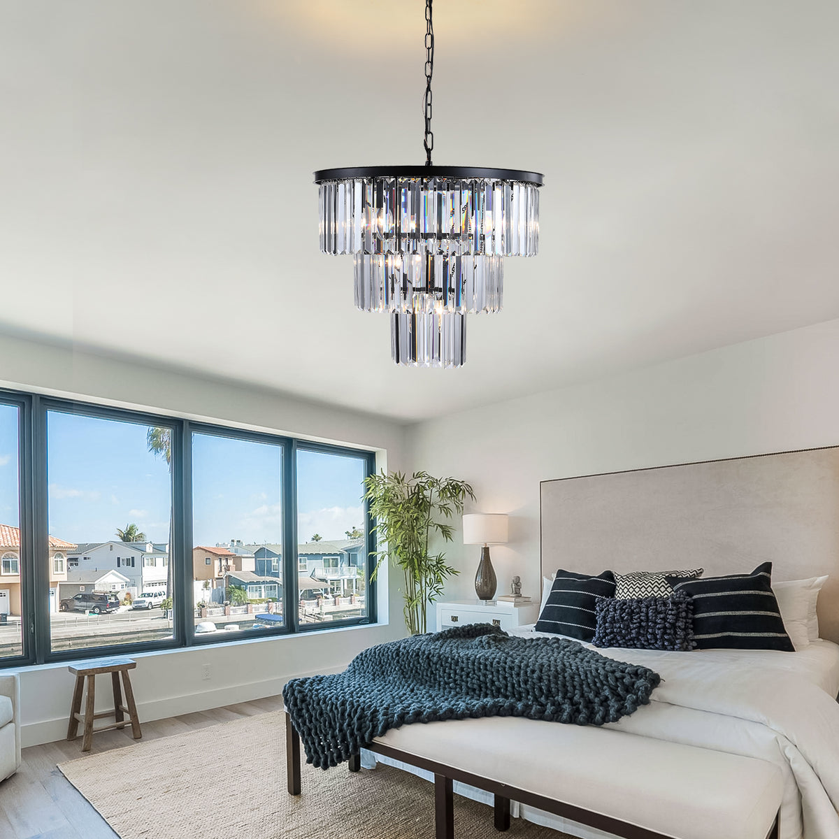 Black Circle Frame Luxury Crystal Chandelier