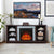 Stacked Stone TV Media Stand with Fireplace Insert Open Storage In Cherry