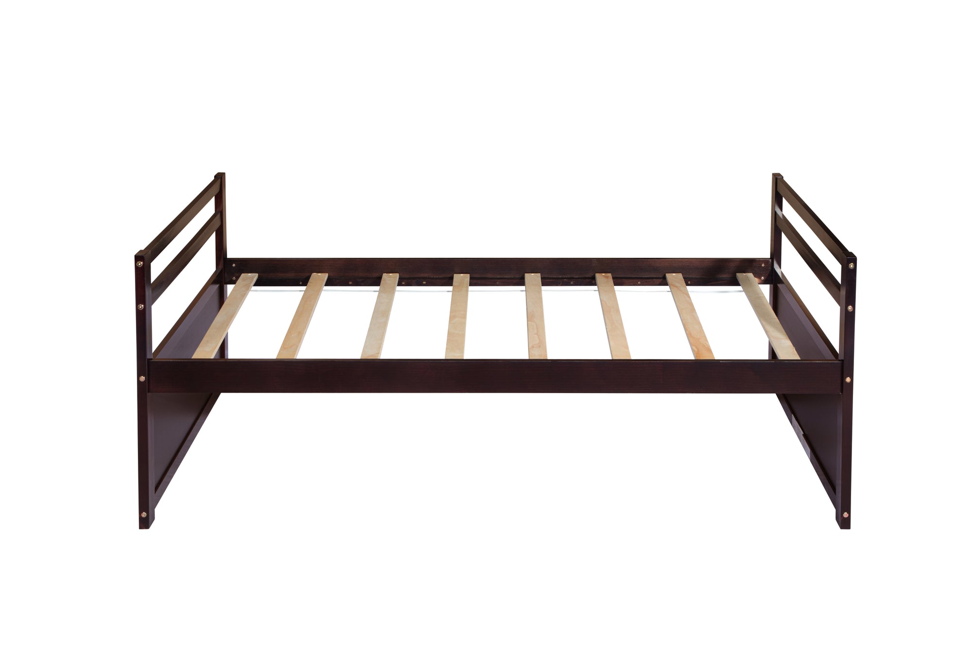 Espresso Pine Twin Size Bed with Headboard, Footboard, Trundle, and Three Storage Drawers