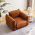 Wide Pillow Single Sofa Accent Chair In Rust Red Cotton Linen