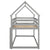 Twin over Twin Bunk Bed with Wood House Roof in Gray