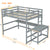 Gray Full Size High Loft Bed with Built-in Desk, Ladder Platform, and Guardrails