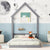 Gray Full Roof-Framed Headboard Toddler Floor Bed