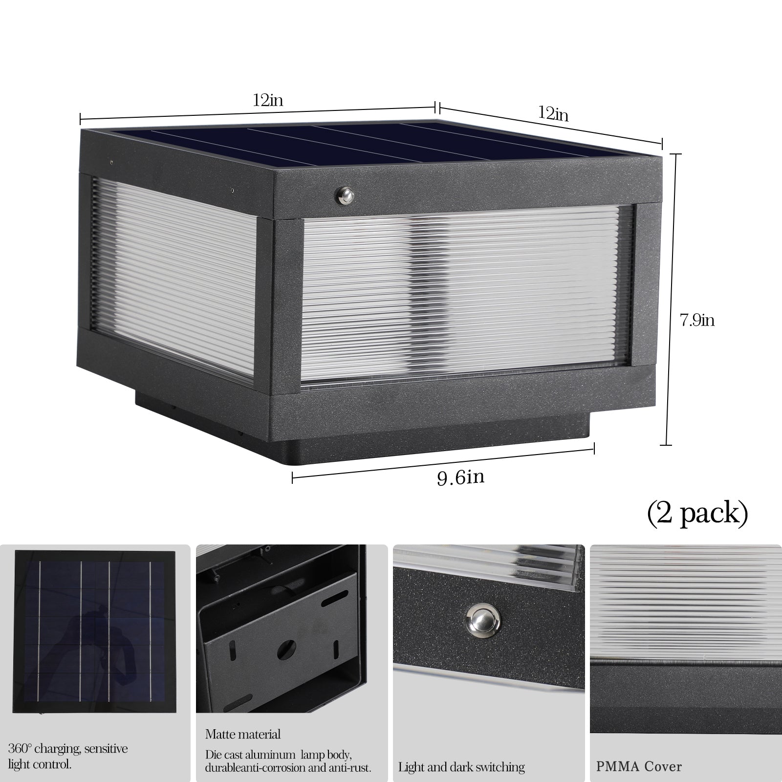 Aestin's Pair of Solar Wall Lamps With Dimmable LED