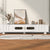 Modern TV Stand for TVs up to 80 Inches with Glass Door 2 Drawers and Cabinets Wood Storage Cabinet with Solid Wood Legs In White