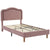 Pink Twin Velvet Upholstered Bed Frame with Adjustable LED Lights