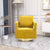 Open Back Mustard Chenille Swivel Accent Chair With Gold Stainless Steel Base