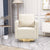 Open Back Beige Chenille Swivel Accent Chair With Gold Stainless Steel Base