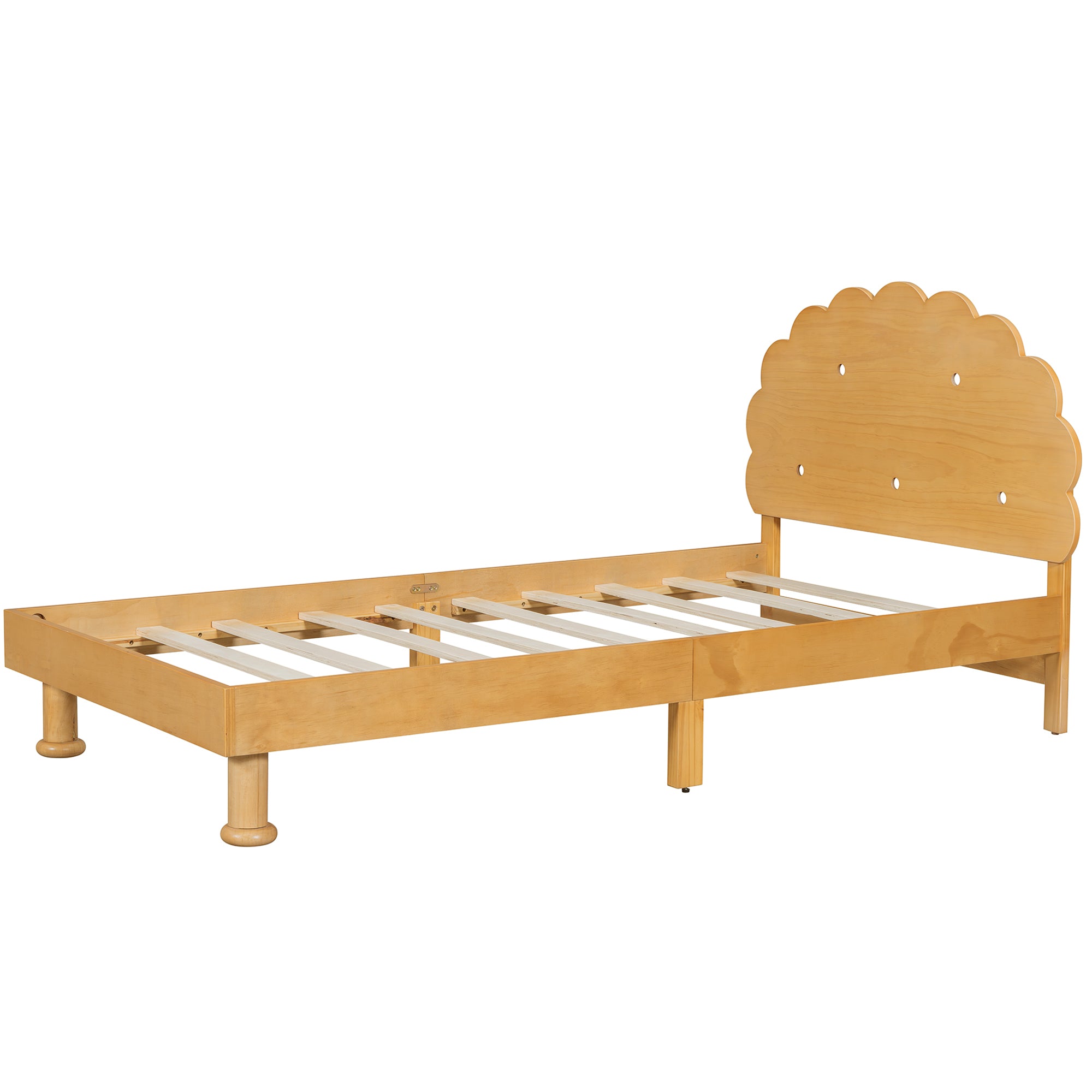 Kids Twin Cookie-Shaped Bed Frame in Walnut