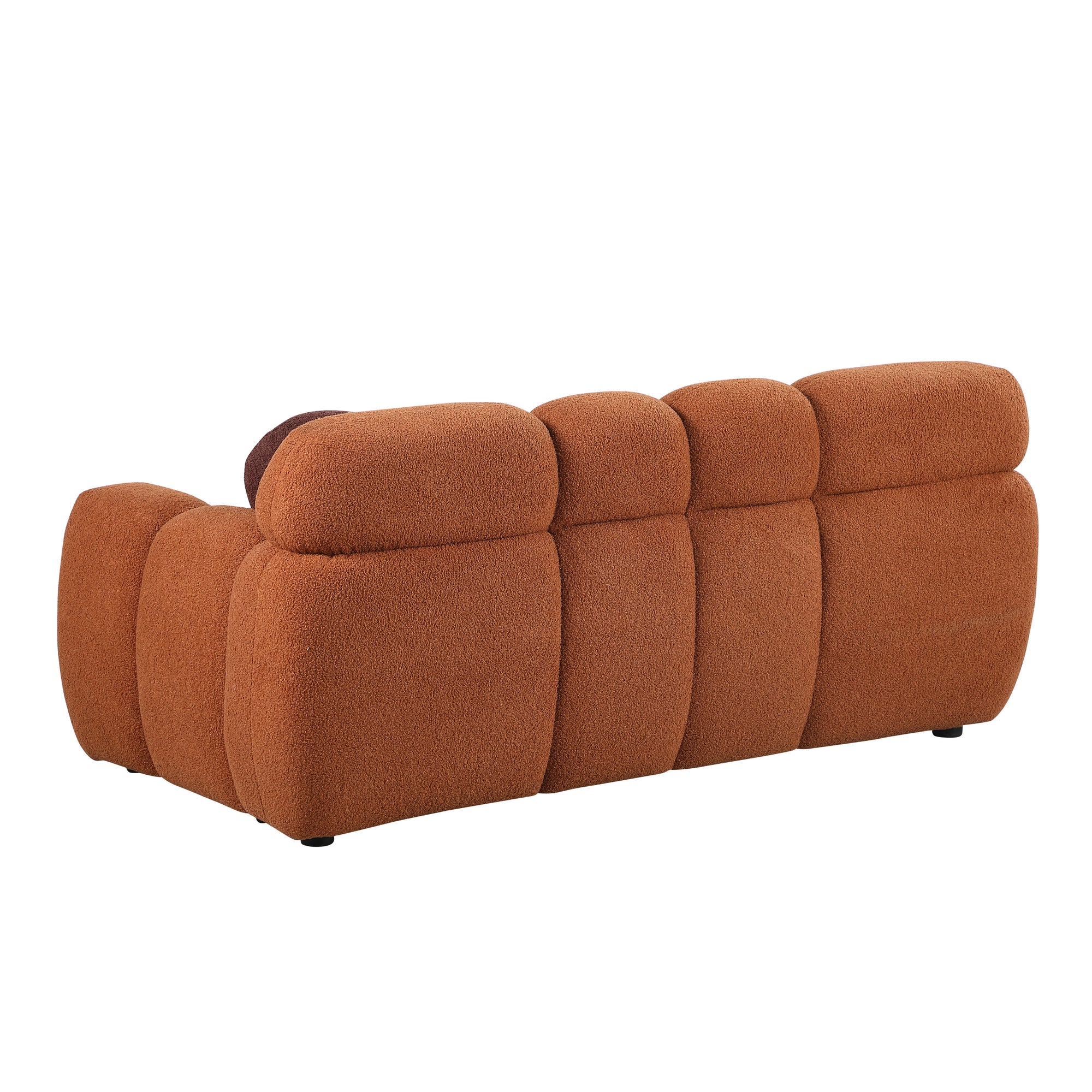 Light Brown Boucle Rolled Arm Split Back Marshmallow Sofa