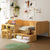 Wooden Twin Size Daybed with Storage Shelves and Desk In Natural