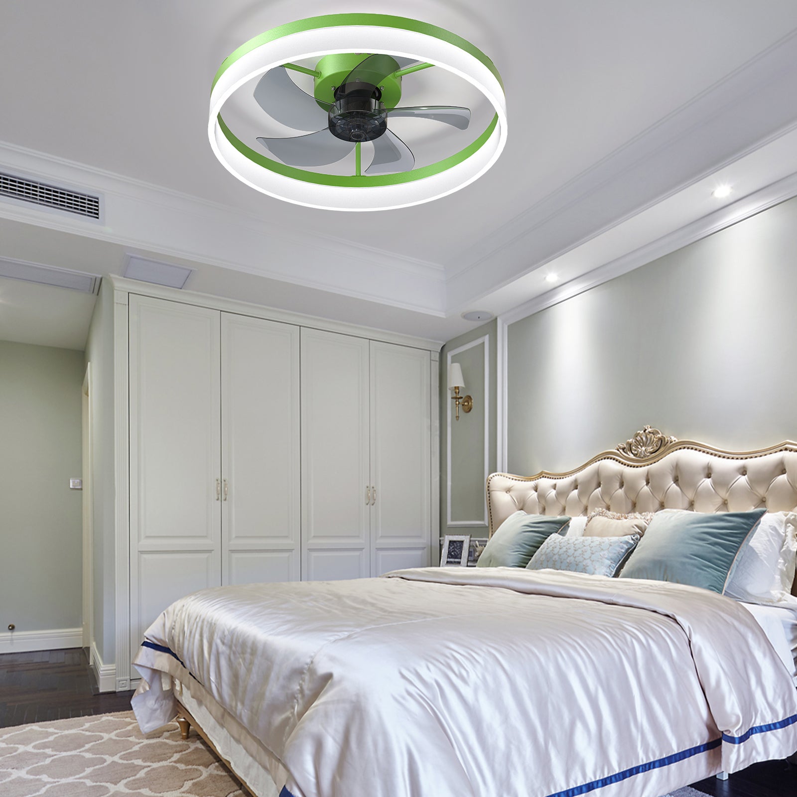 Modern Green Ceiling Fan with Lights and Remote Control