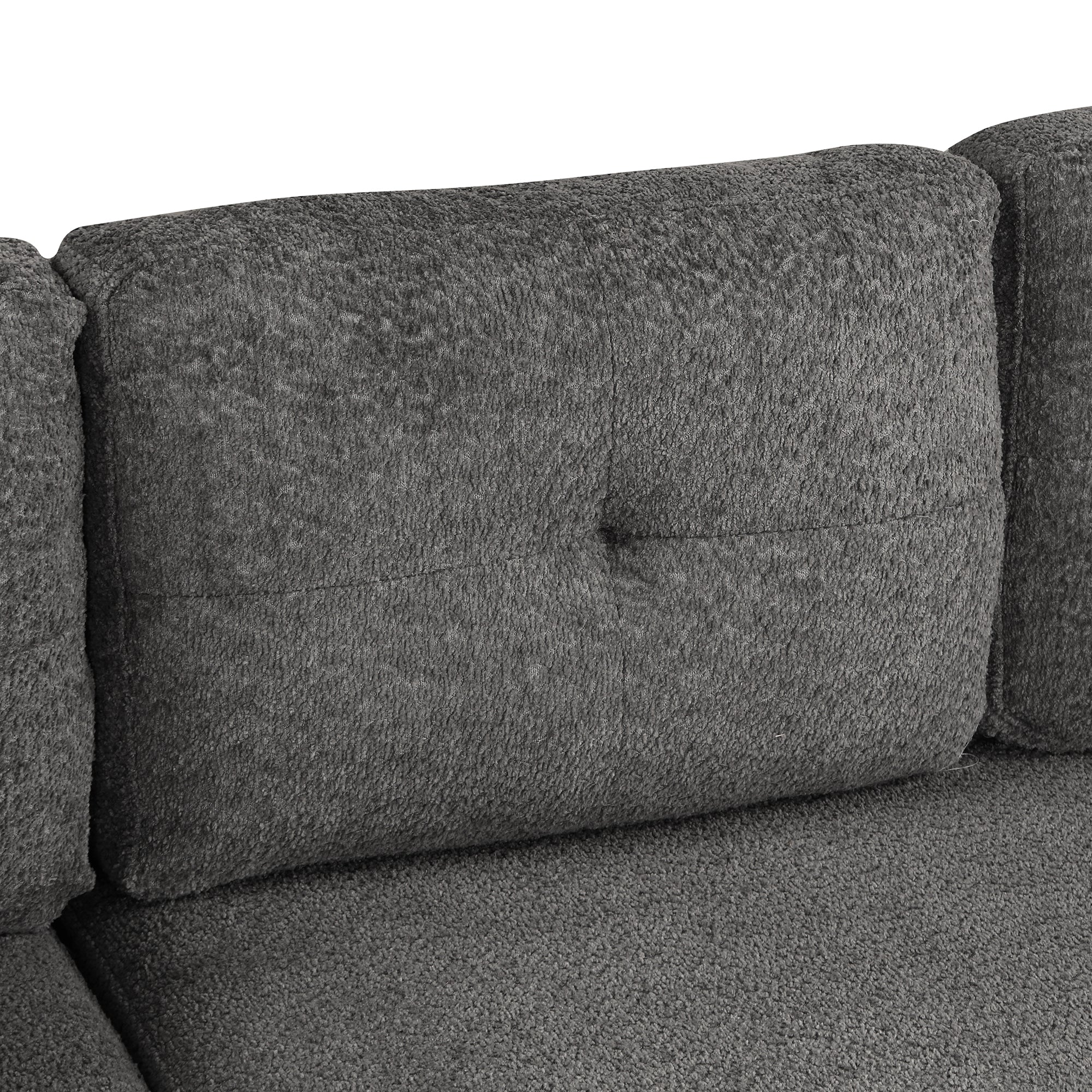 Dark Gray Chenille Pull-Out Sofa Bed with Storage Ottomans and Wireless Charger