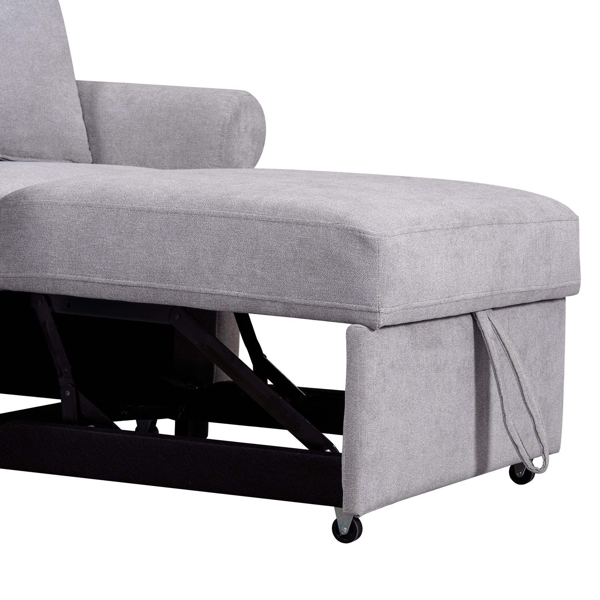 3-in-1 Gray Chenille Sleeper Chair