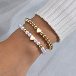 Load image into Gallery viewer, 2pcs Classy White &amp; Gold Beaded Heart Bracelets
