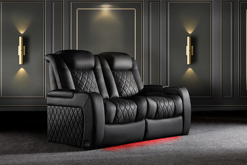 Tuscany XL Ultimate Leather Home Theater Seating with Power Headrest & Cup Holder