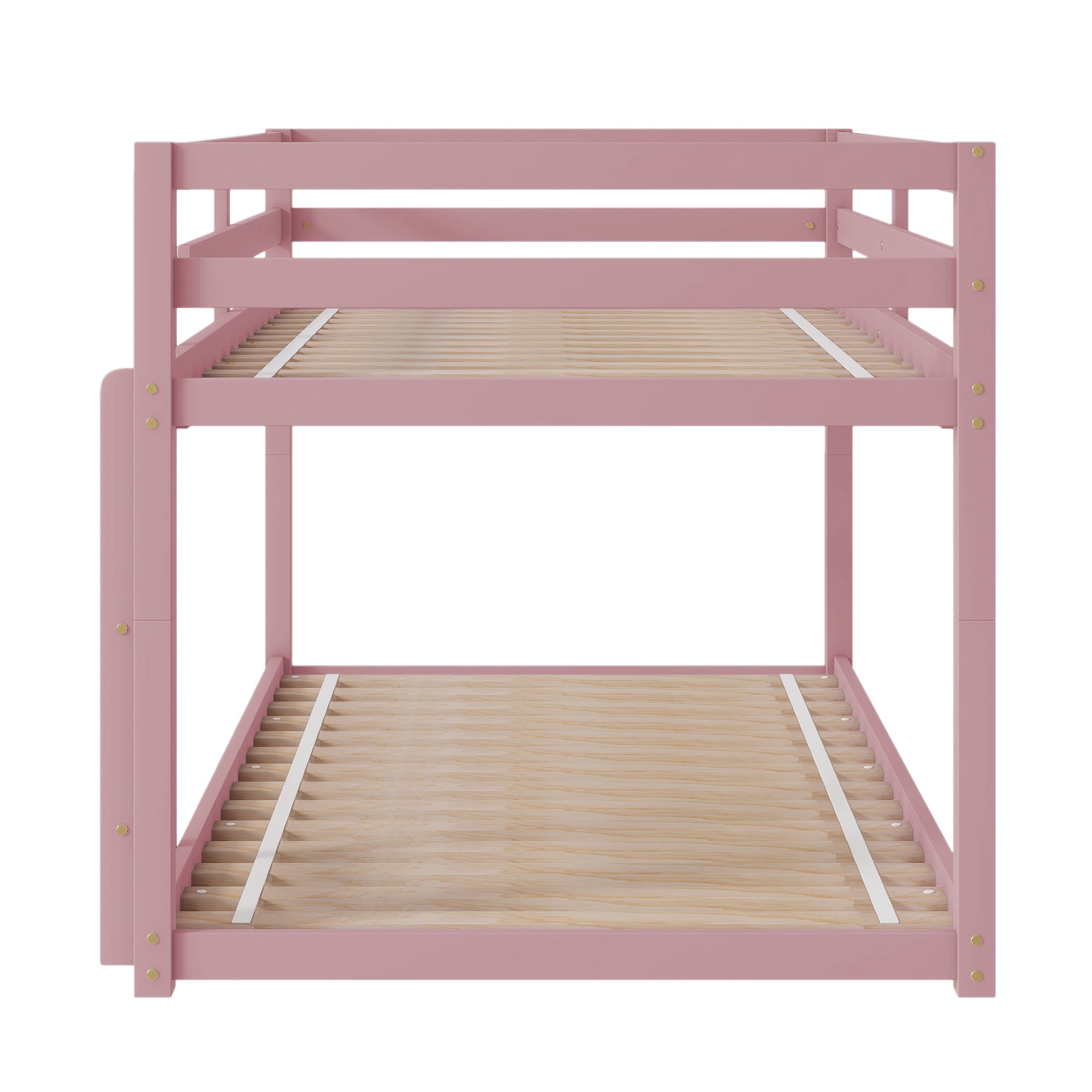 Pink Twin Over Twin Low Floor Bunk Bed