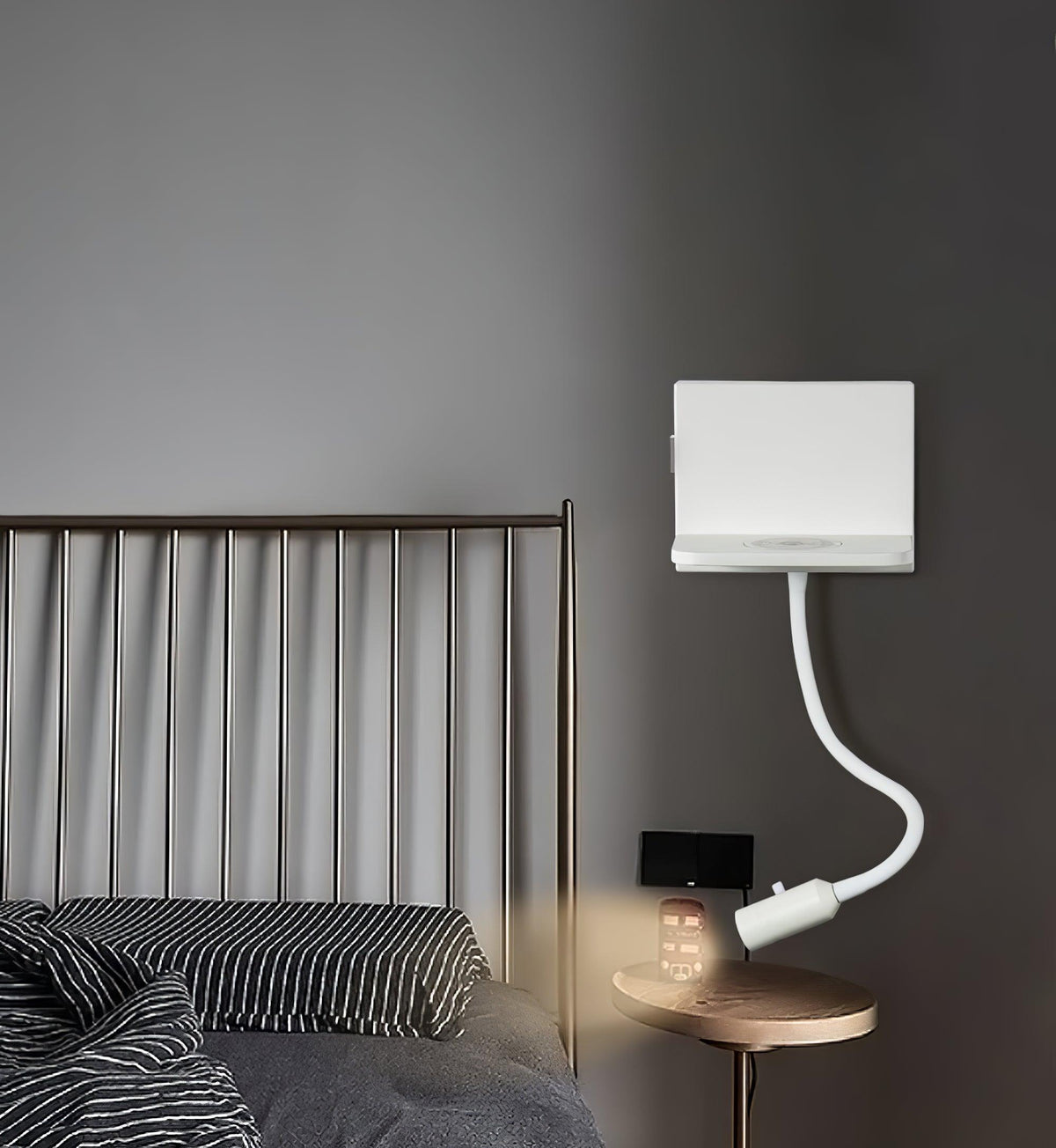 Curved Brushed Metal Contemporary Wall Light