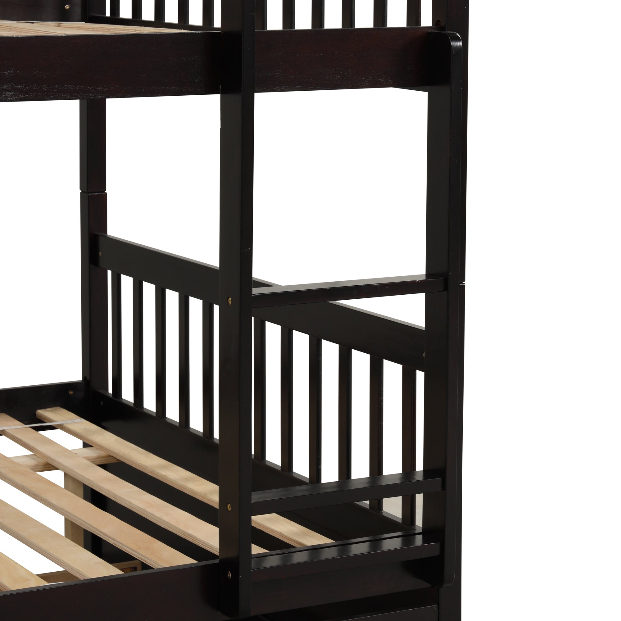 Espresso Full Over Full Bunk Bed with Trundle, Convertible to Two Full-Size Beds