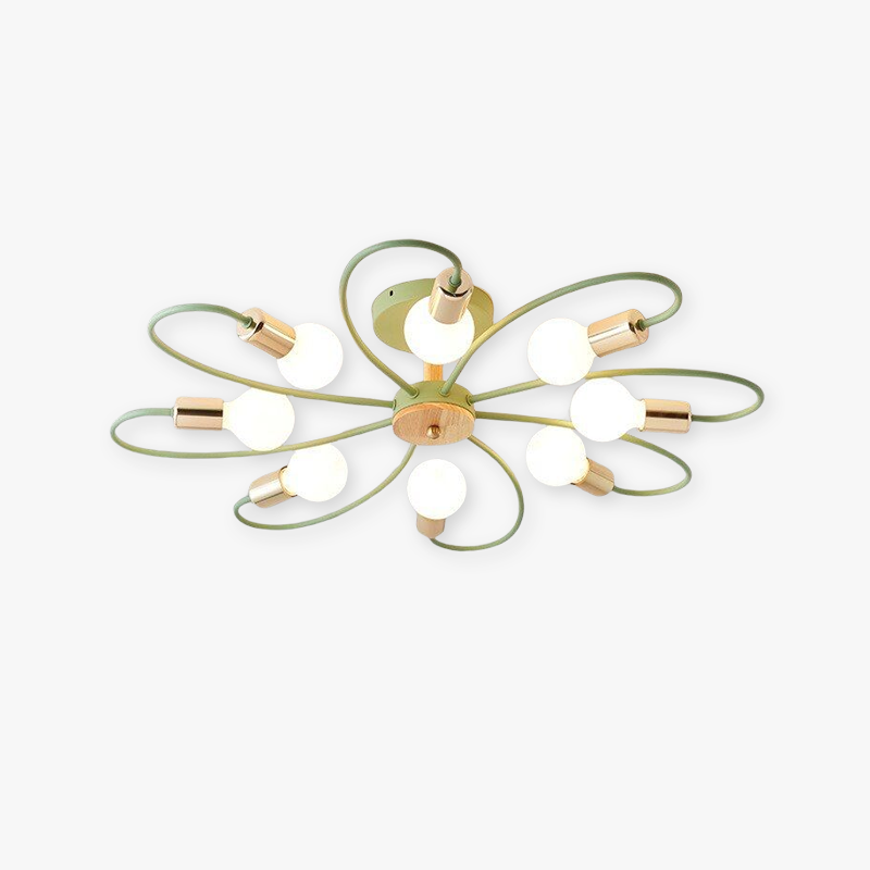 Contemporary Floral Flush Mount Ceiling Light in Grey/Green