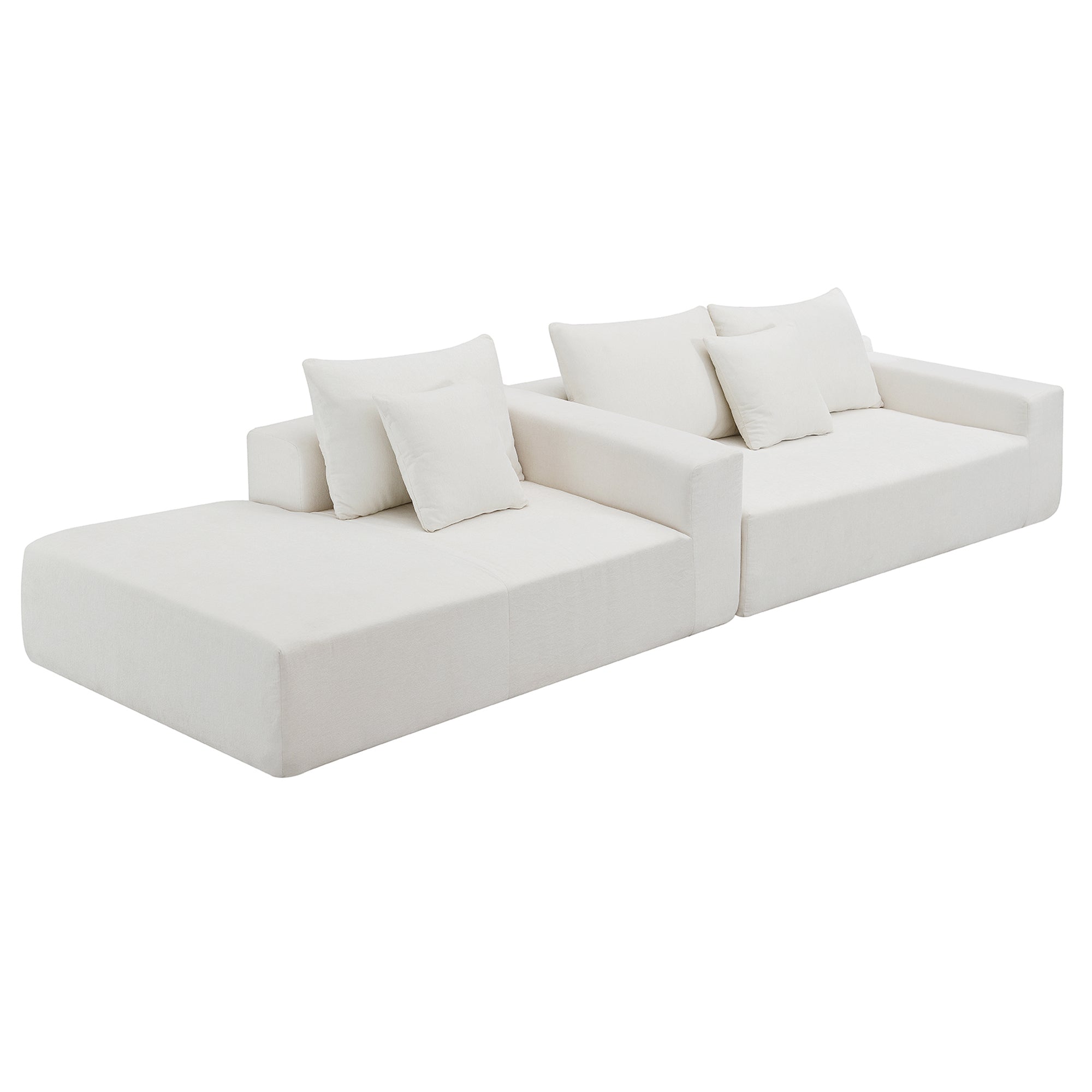 Addis 4-Seat Modular Convertible Sofa in Cream