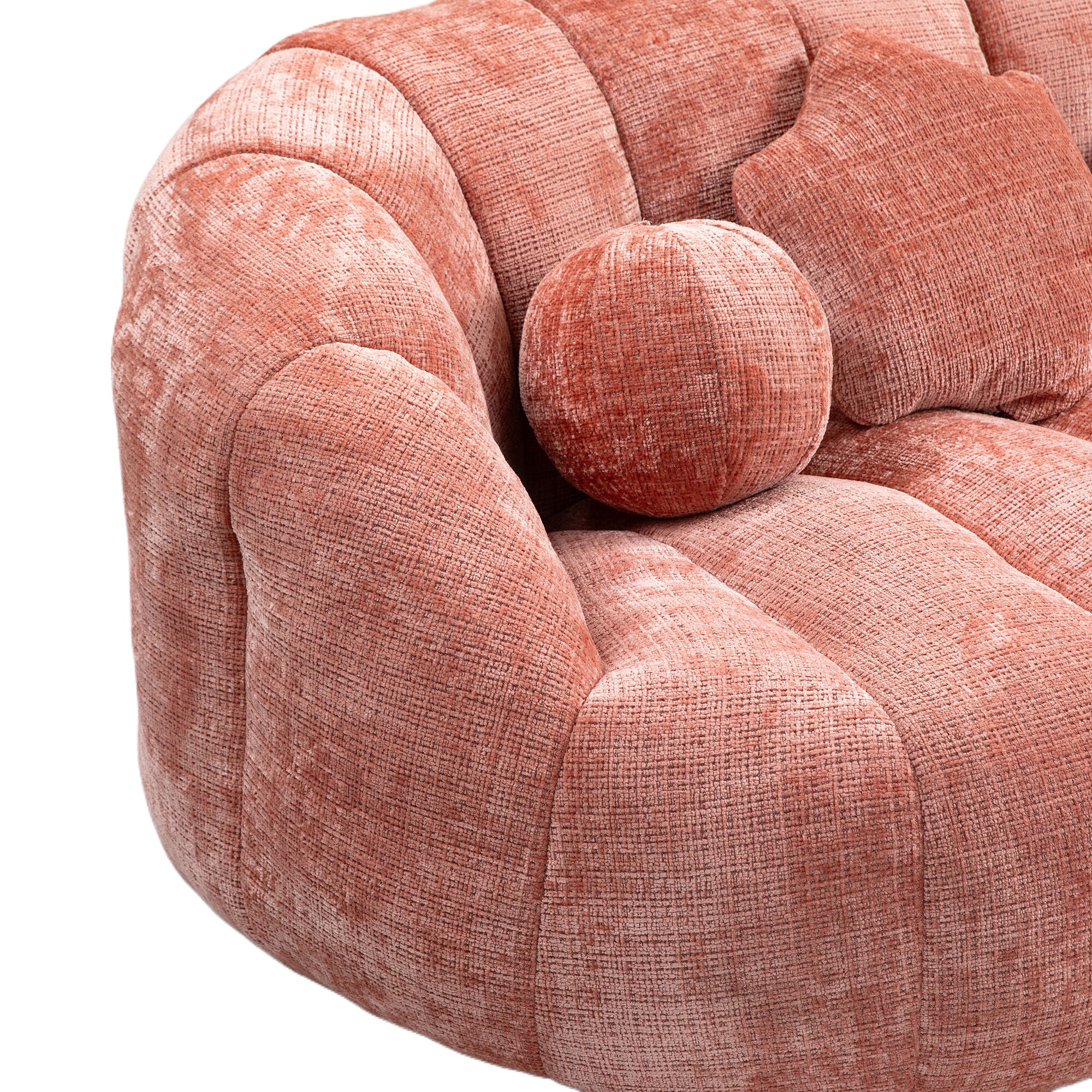 Pink Chenille Bean Shape 2-Seater Lazy Sofa