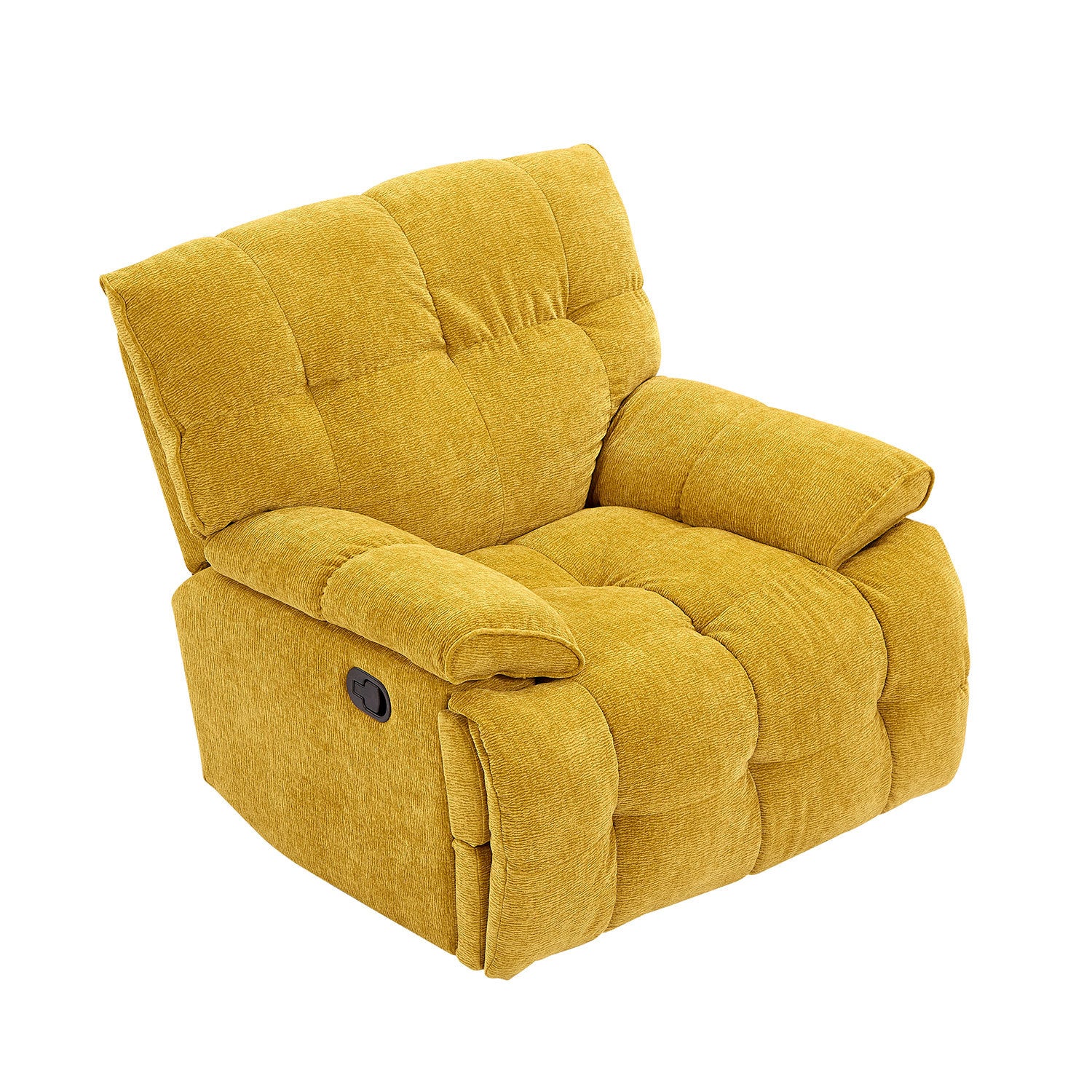 Overstuffed Ergonomic 360 Degree Swivel Rocking Recliner In Yellow