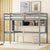 Gray Twin Loft Bed with Desk, Bookcase, and Safety Guardrail