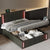 Full Size Upholstered Bed with LED Lights and Hydraulic Storage In Black