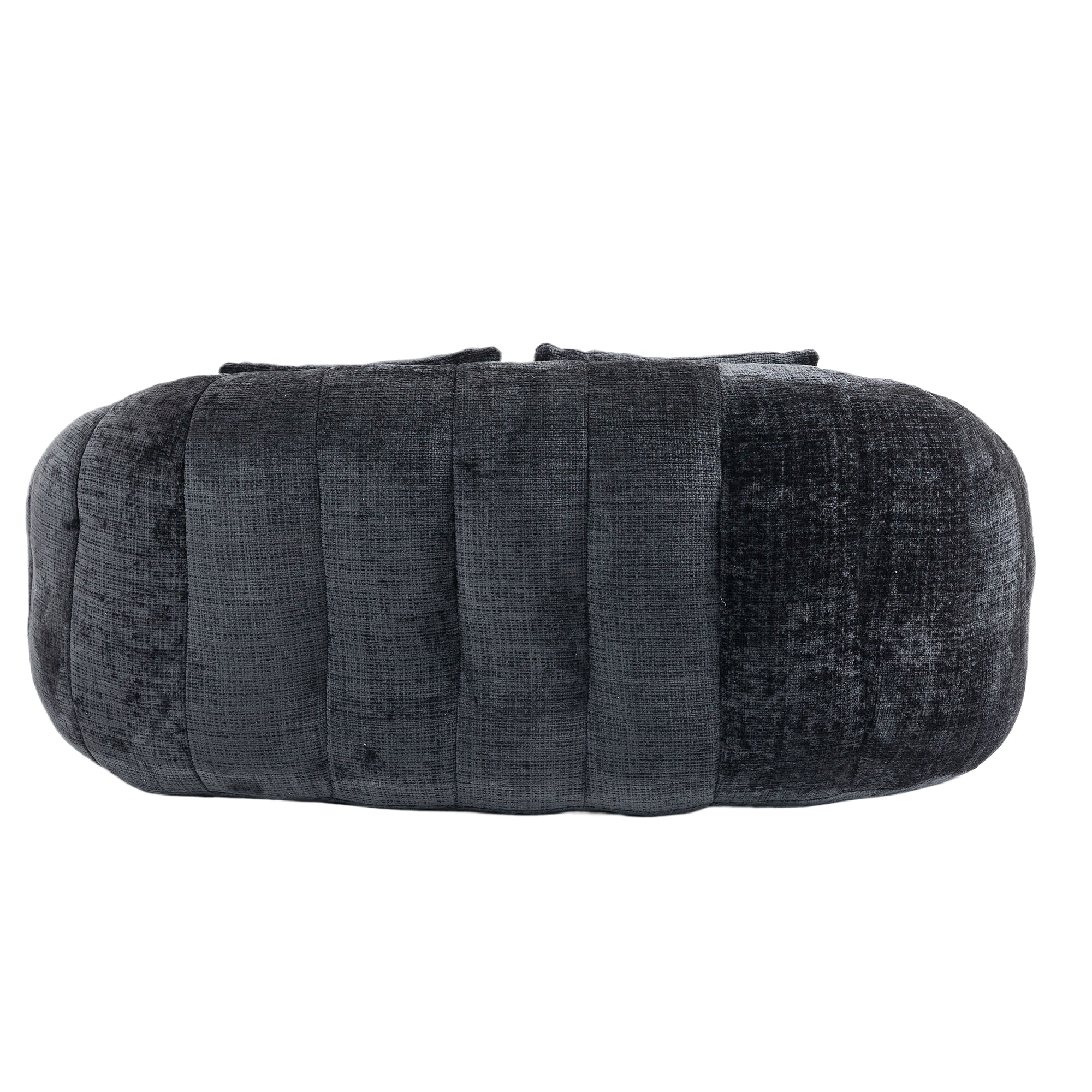 Comfortable High-Back Bean Bag Sofa in Black Chenille