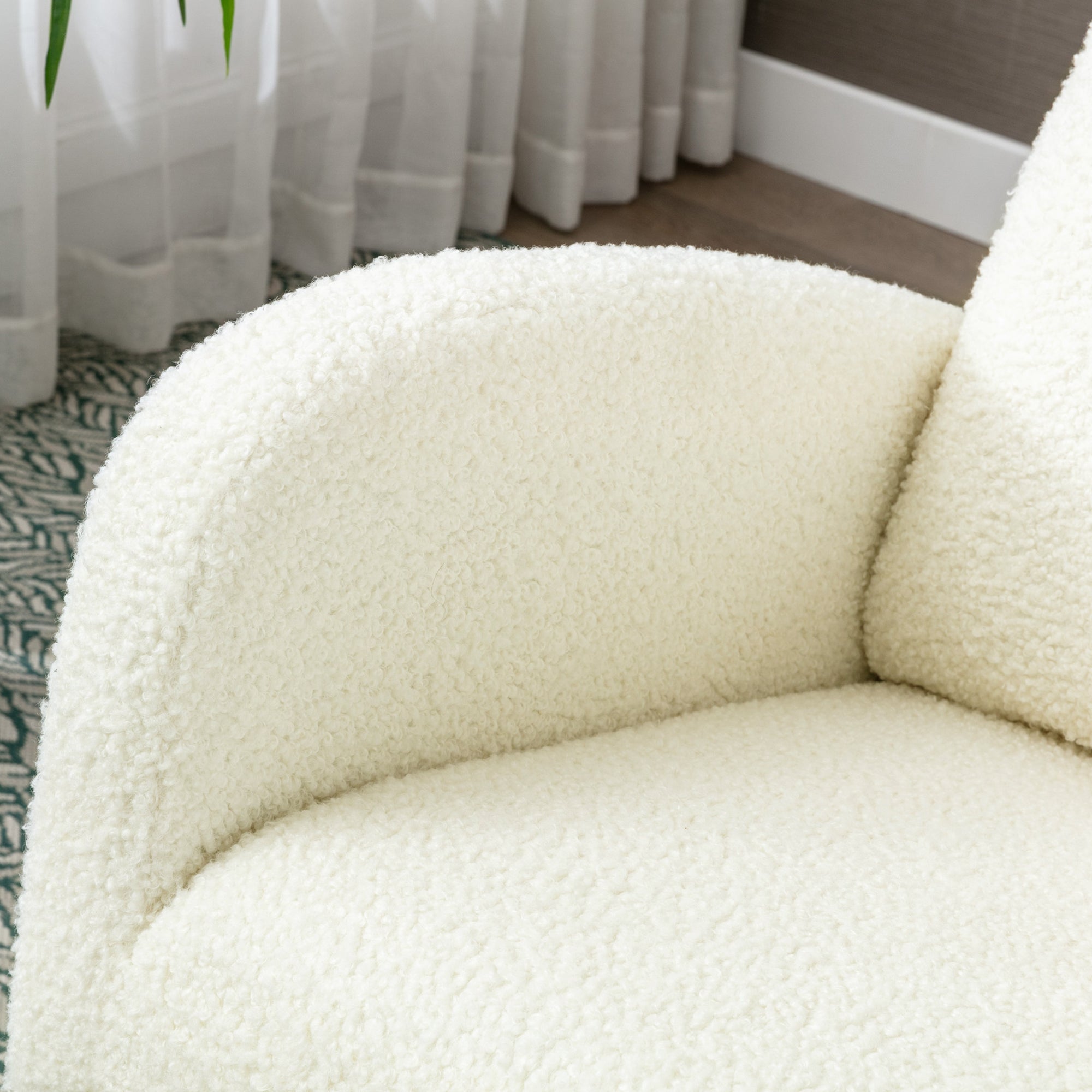 Cream Teddy Upholstered Modern Rocking Chair