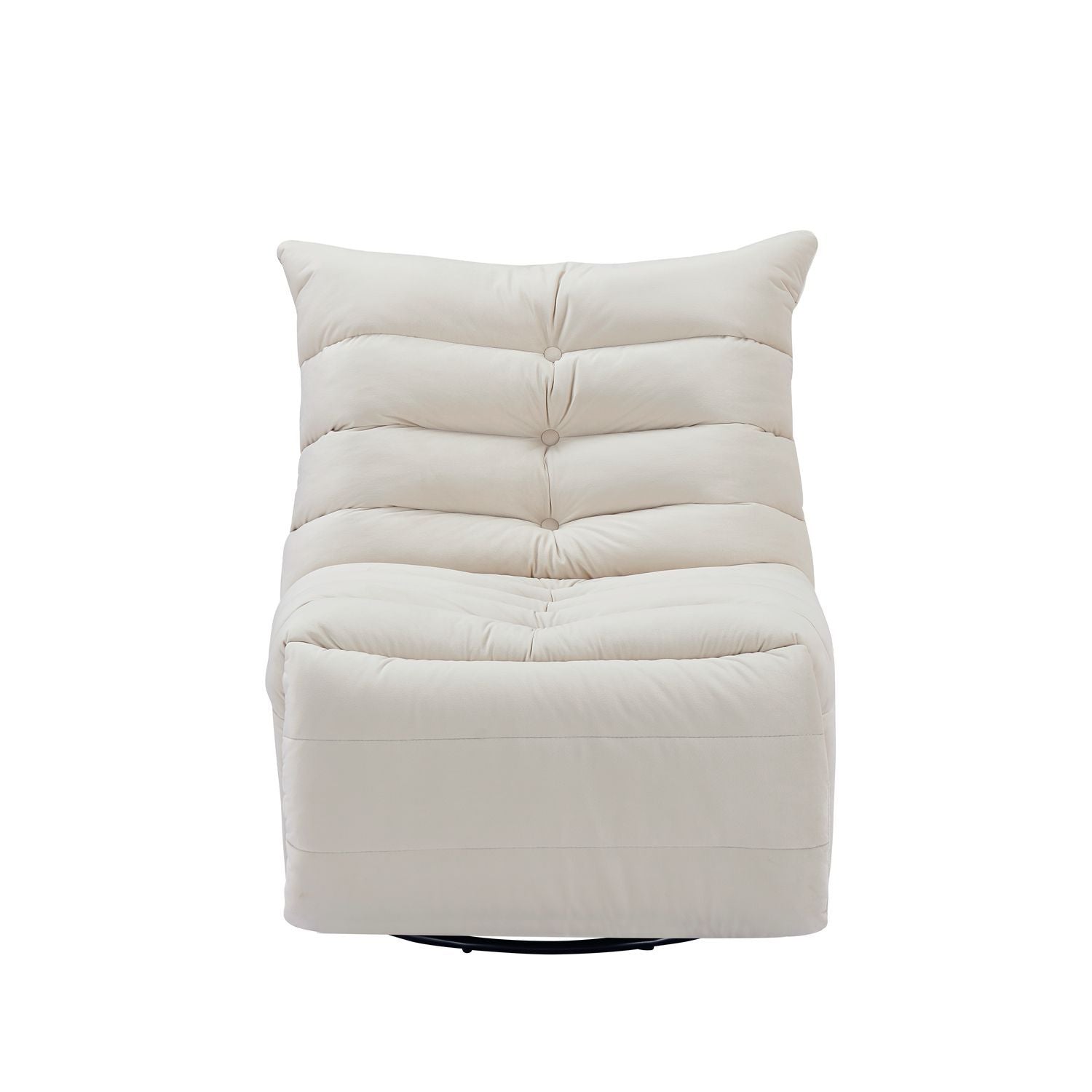 Cosy Elegant Velvet Beige Lazy Chair With Side Pocket