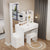 Full Body Mirror Cabinet With LED Vanity Table And Cushioned Stool In White