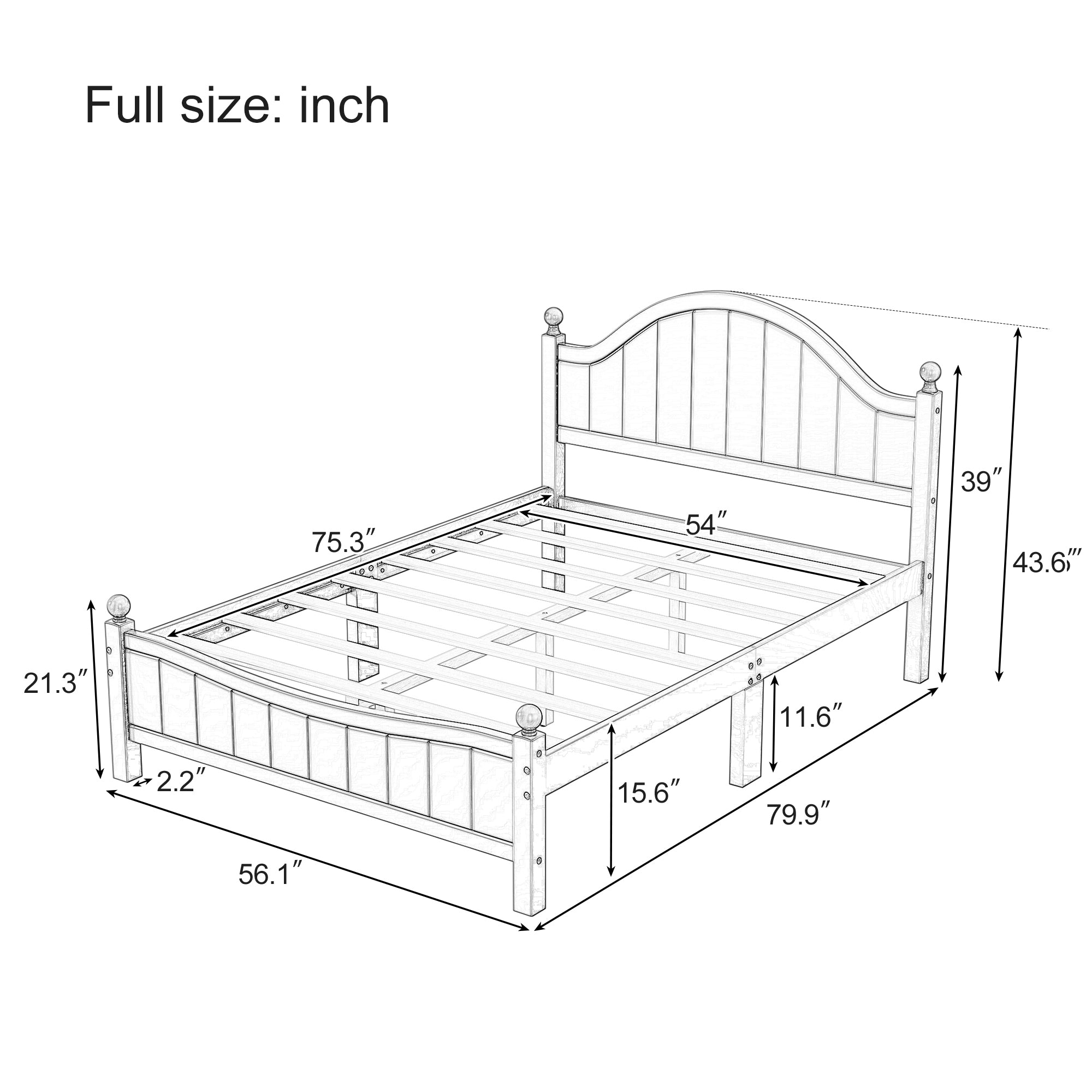 Full Size Solid Wood Gray Bed Frame