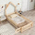 Natural Twin House-Shaped Headboard Toddler Floor Bed with Fence