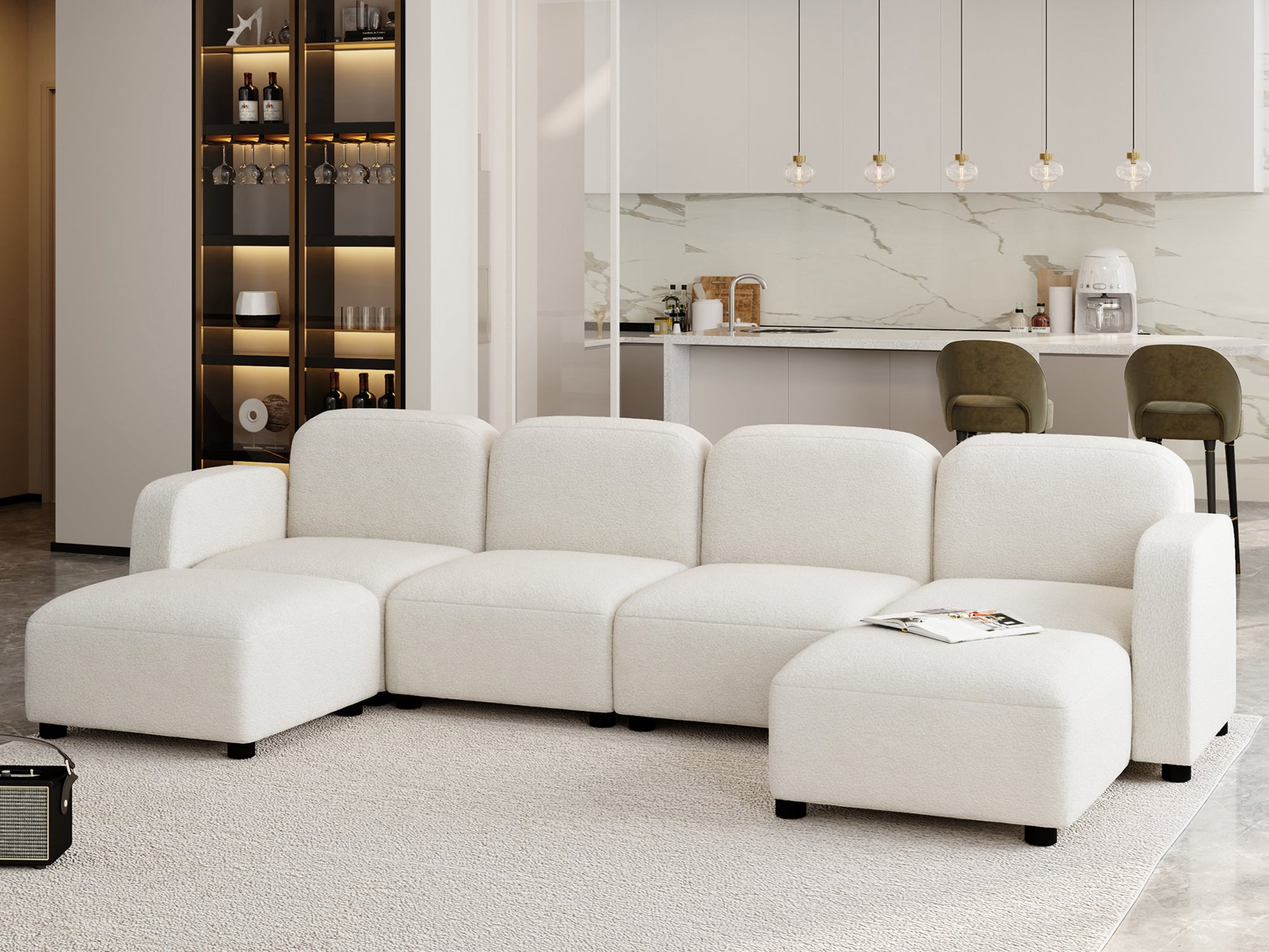 Valencie Cloud Inspired Modular Velvet Sofa in Beige