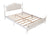 Queen Pine Wooden Bed with Upholstered Headboard and Panel Footboard In White