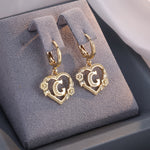 Load image into Gallery viewer, Dainty Initial Letter Heart Hoop Earrings
